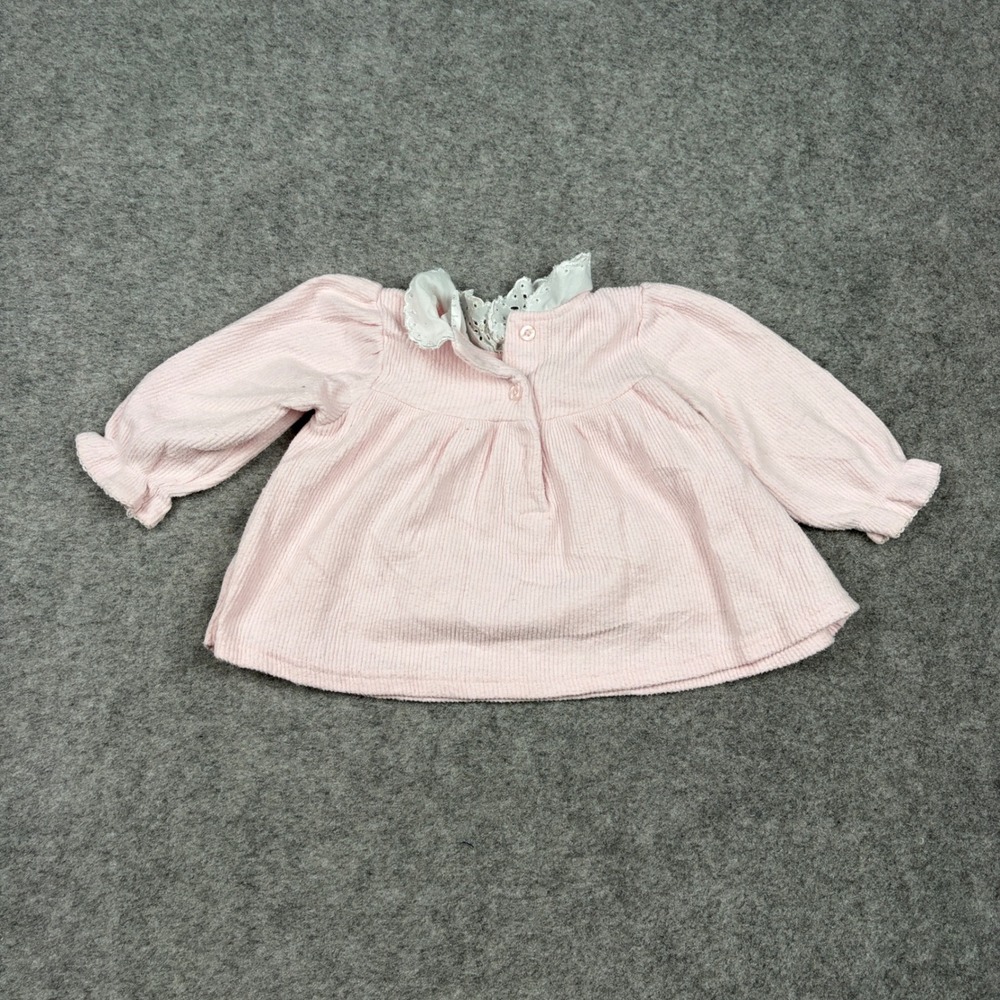 Kids Play Top Baby Girl 18‎ Months Pink Corduroy Lace Collar Heart Embroidered
